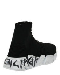 Balenciaga Womens Speed 2.0 Lace-up Graffiti Recycled Knit Sneakers