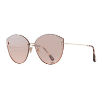 Tom Ford Tom Ford Sunglasses Butterfly Rimless, Shiny Rose Gold Frame and Bordeaux Mirror Lens FT110628U