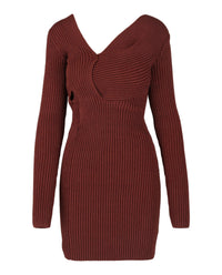 Bottega Veneta Womens Asymmetrical V-Neck Sweater Dress