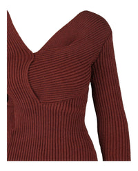 Bottega Veneta Womens Asymmetrical V-Neck Sweater Dress