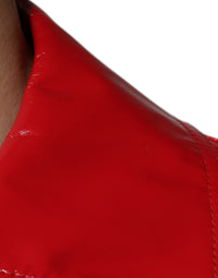 Dolce & Gabbana Red Polyester Button Down Collared Men's Jacket