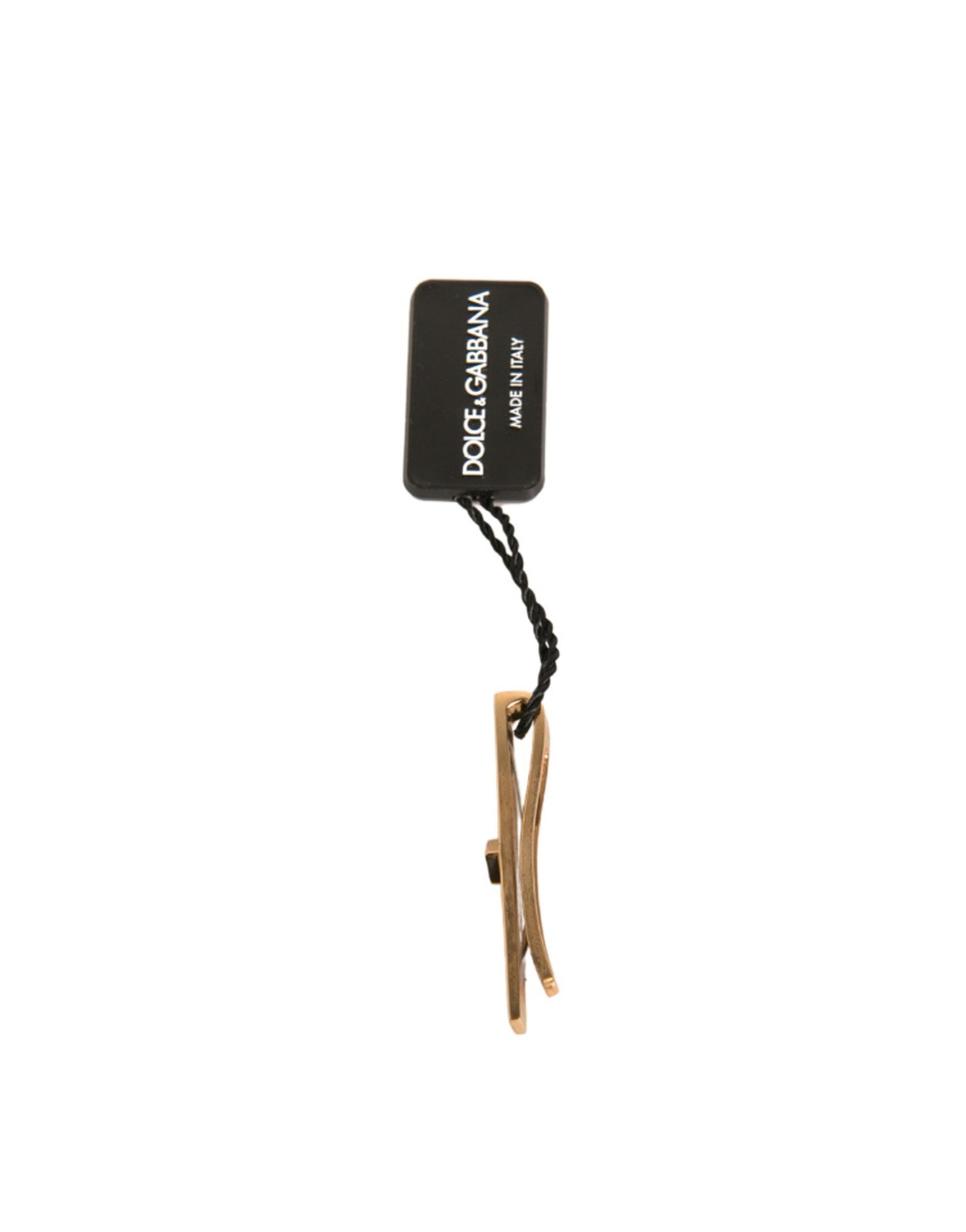 Dolce & Gabbana Dolce & Gabbana Gold Tone Brass Crystal Branded Tie Clip Men's Bar