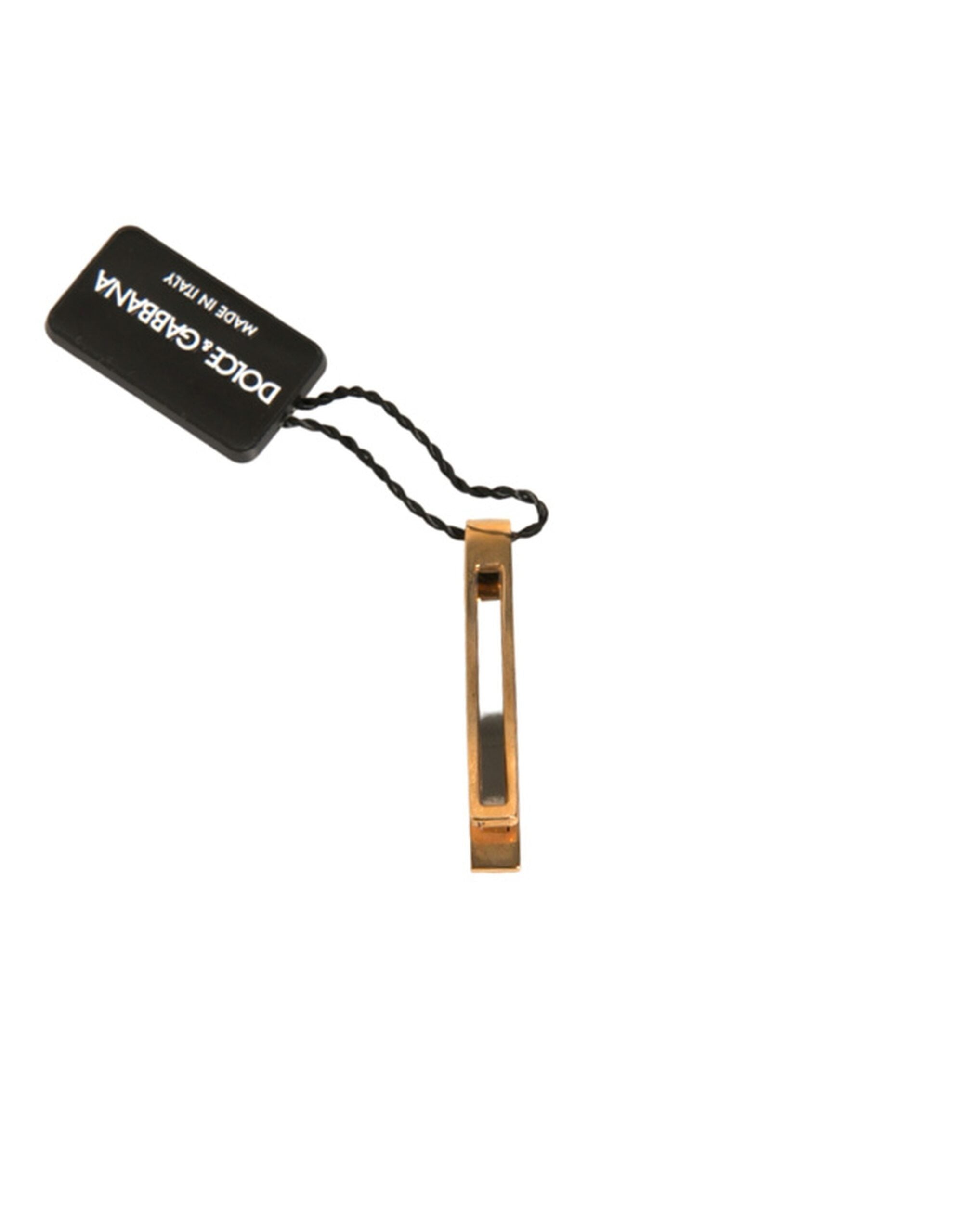 Dolce & Gabbana Dolce & Gabbana Gold Tone Brass Crystal Branded Tie Clip Men's Bar