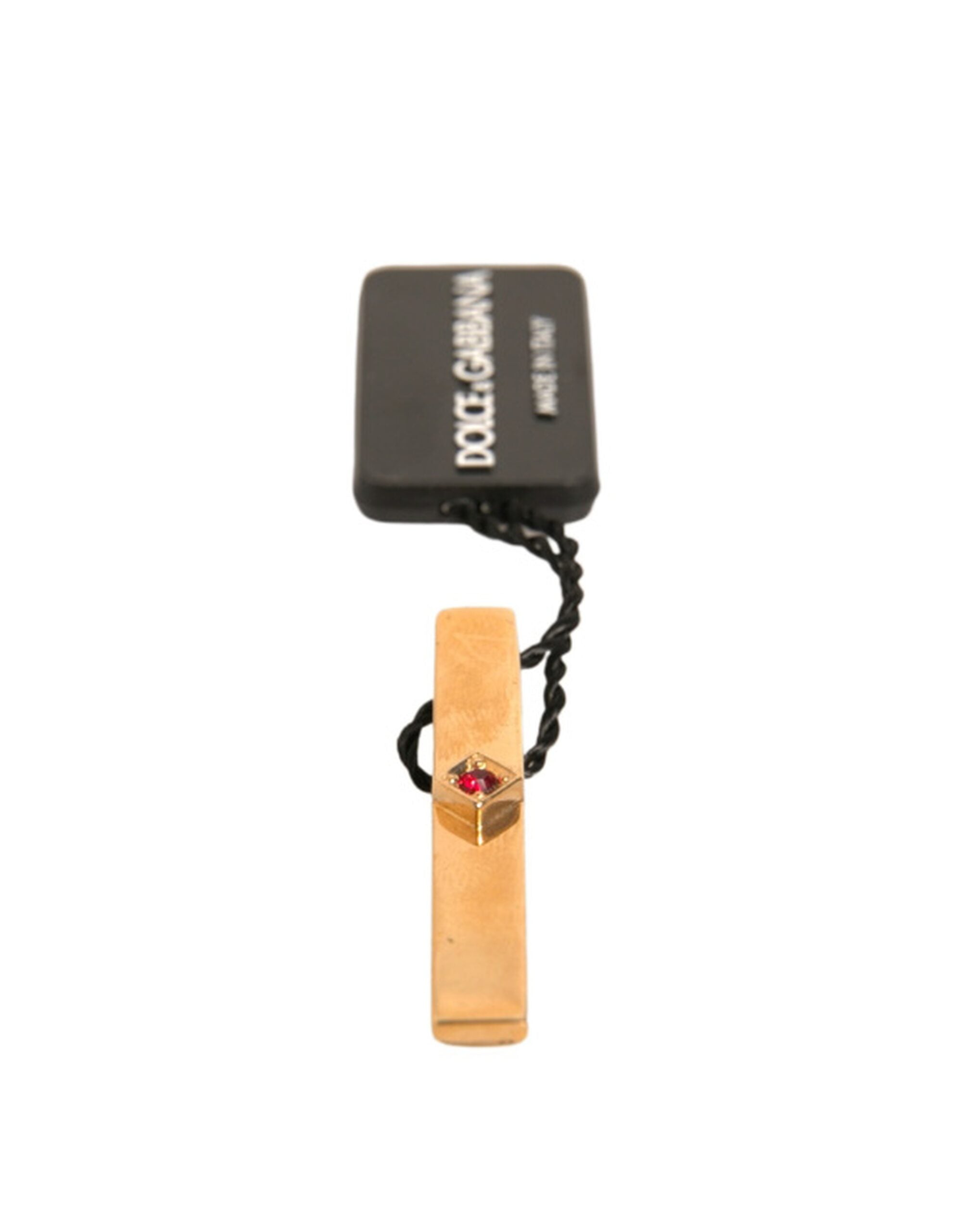 Dolce & Gabbana Dolce & Gabbana Gold Tone Brass Crystal Branded Tie Clip Men's Bar