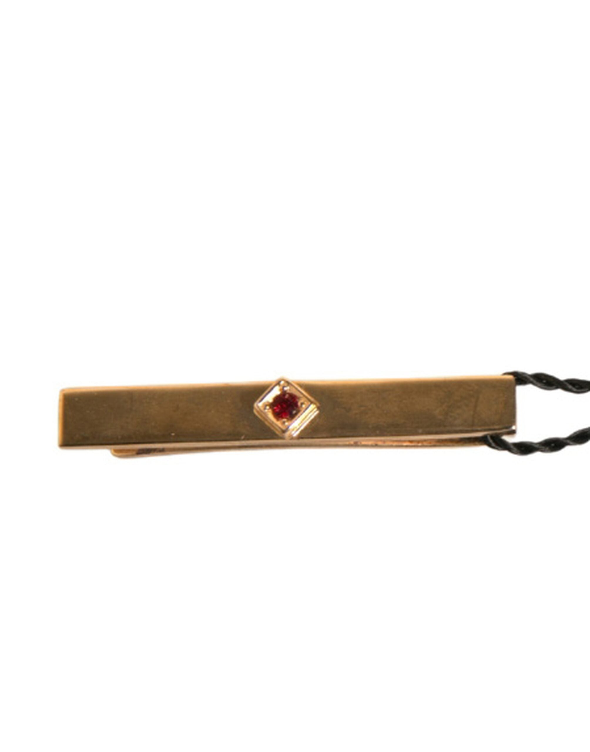Dolce & Gabbana Dolce & Gabbana Gold Tone Brass Crystal Branded Tie Clip Men's Bar