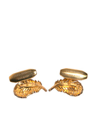 Dolce & Gabbana Dolce & Gabbana Gold 925 Sterling Silver Crystal Leaf Men's Cufflink