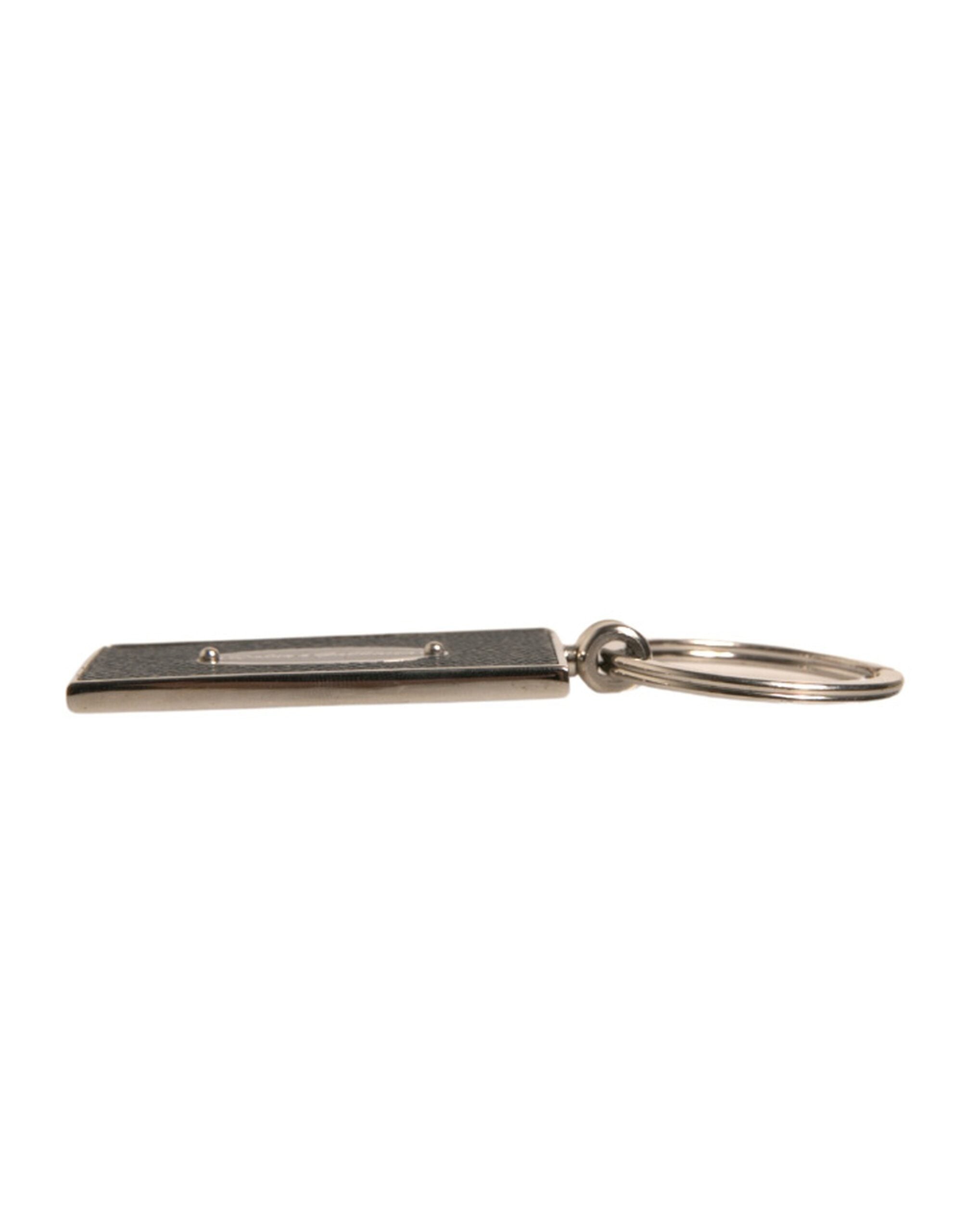 Dolce & Gabbana Dolce & Gabbana Black Leather Logo Metal Ring Keychain Men's Keyring