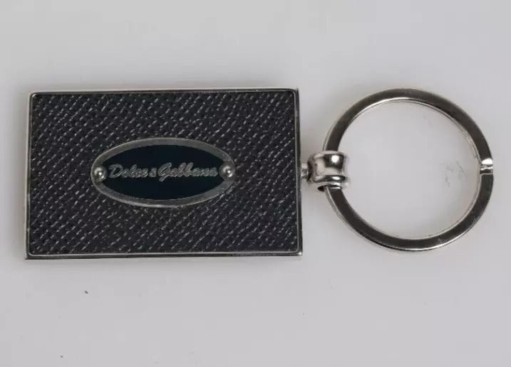 Dolce & Gabbana Dolce & Gabbana Black Leather Logo Metal Ring Keychain Men's Keyring