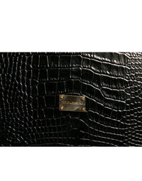 Dolce & Gabbana Elegant Black Leather Logo Plaque Holder Catalogue Men's Case