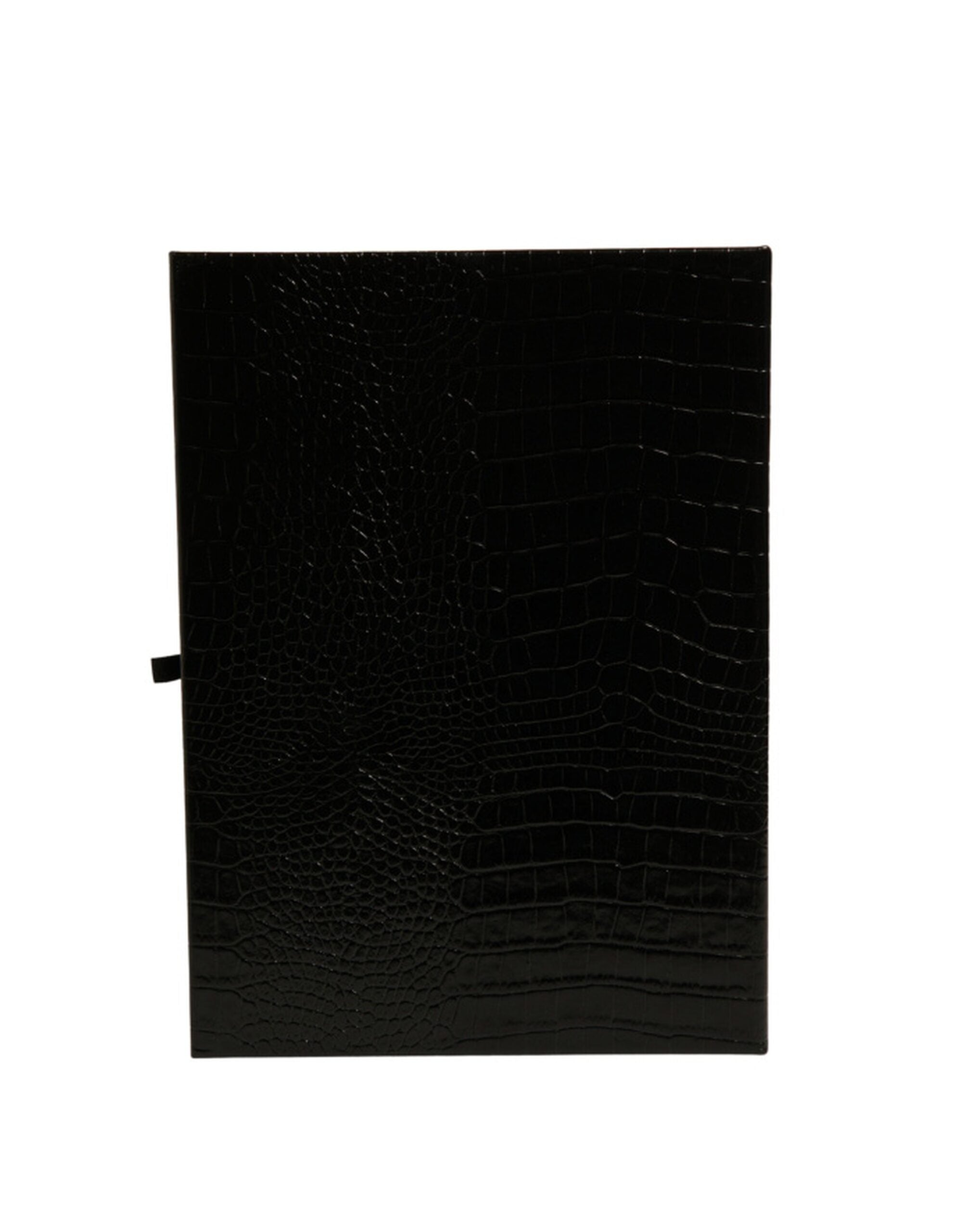 Dolce & Gabbana Elegant Black Leather Logo Plaque Holder Catalogue Men's Case