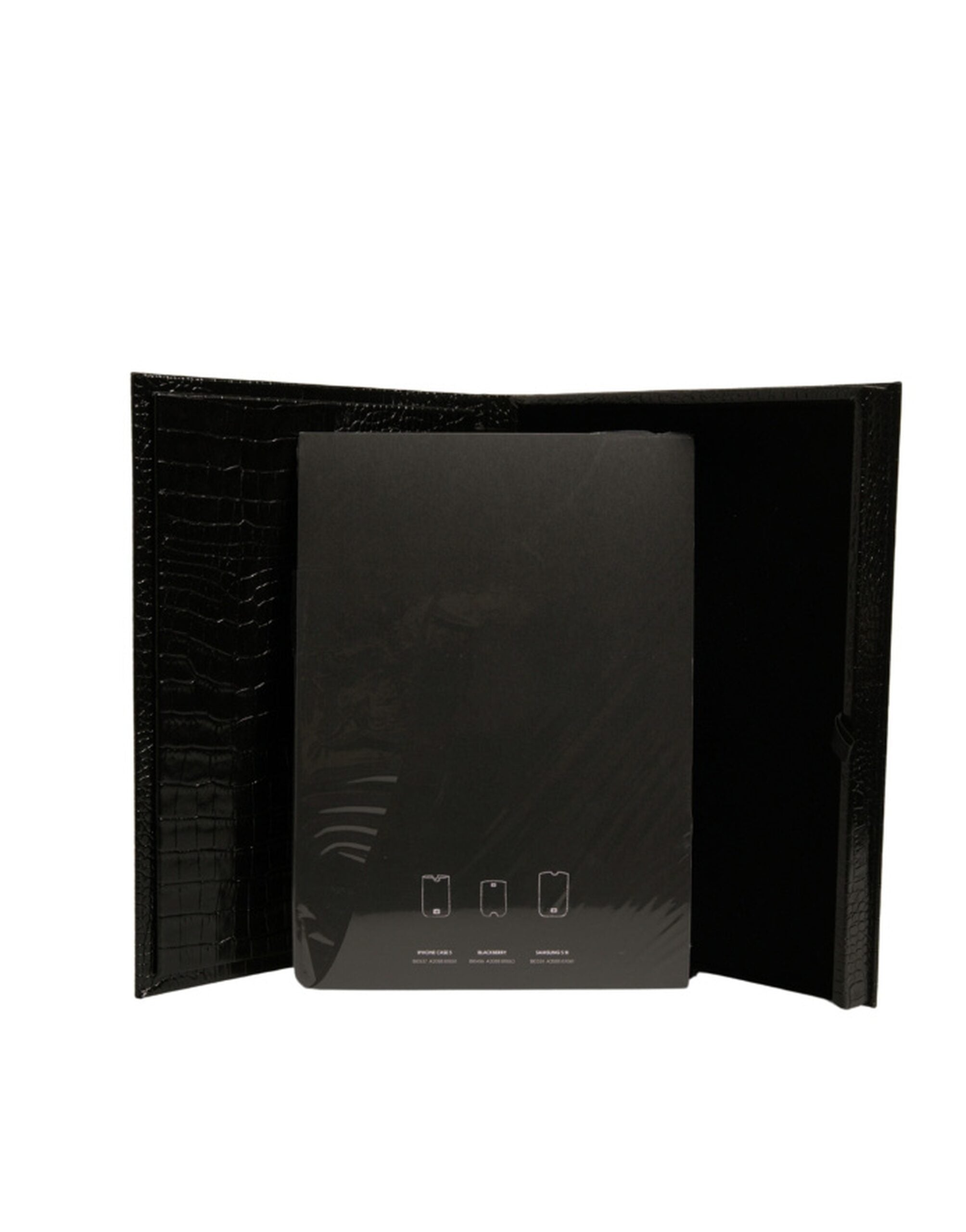 Dolce & Gabbana Elegant Black Leather Logo Plaque Holder Catalogue Men's Case