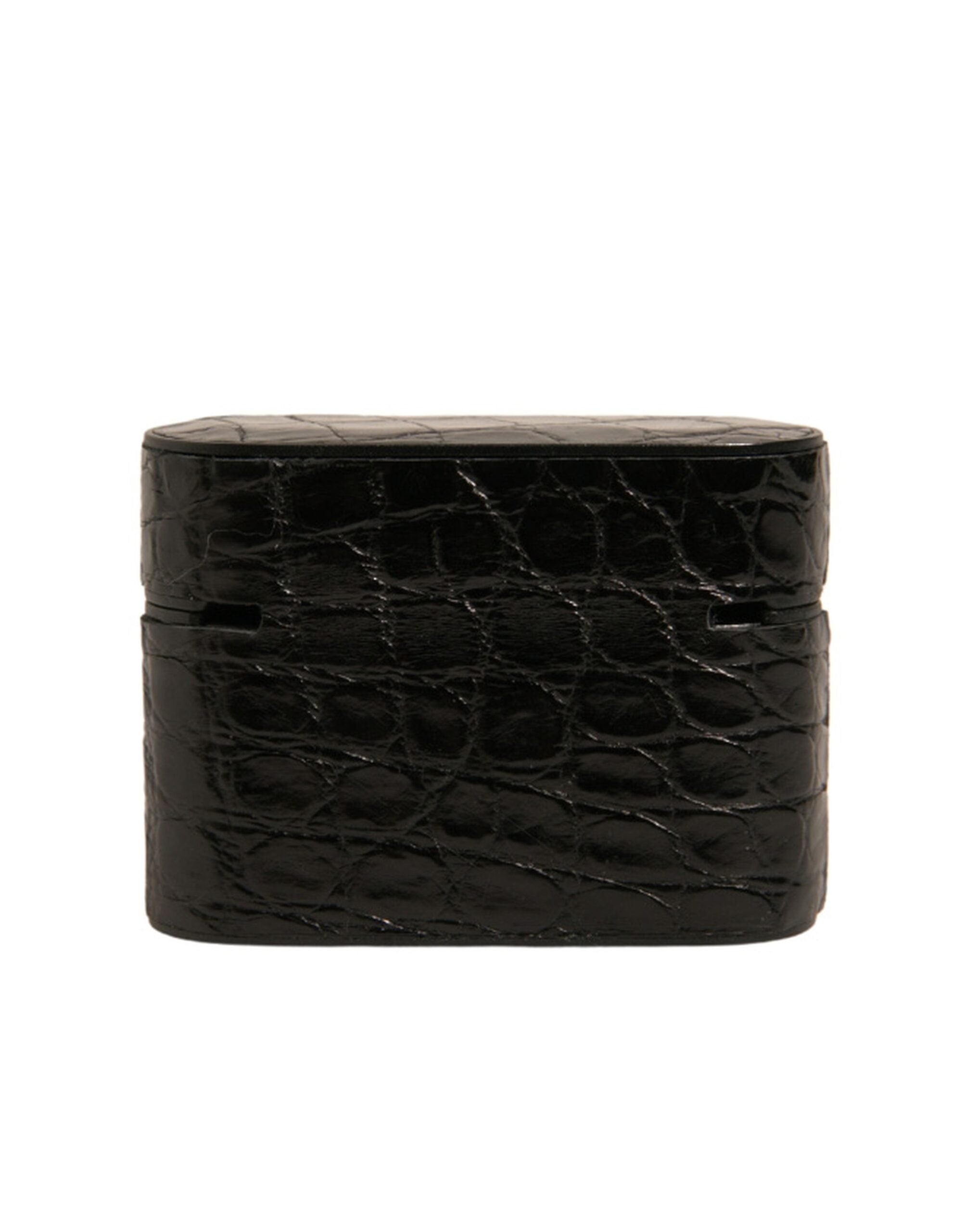 Dolce & Gabbana Dolce & Gabbana Black Leather Metal Logo Plaque Holder Airpods  Case