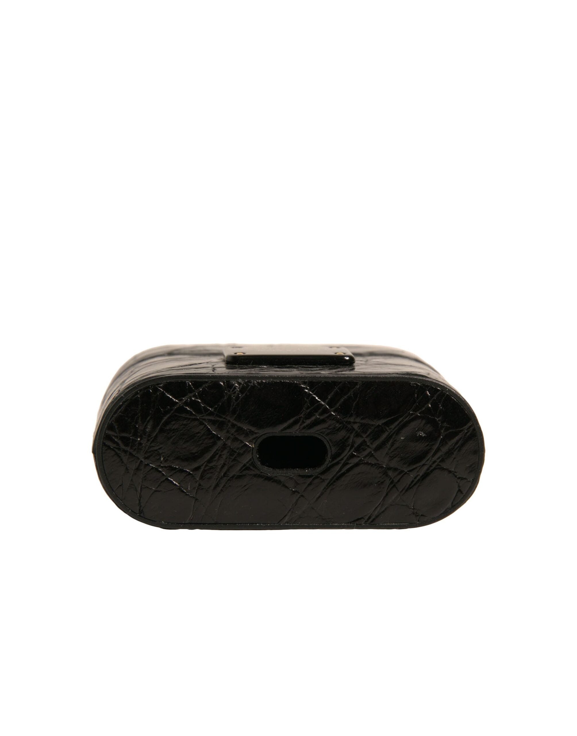 Dolce & Gabbana Dolce & Gabbana Black Leather Metal Logo Plaque Holder Airpods  Case