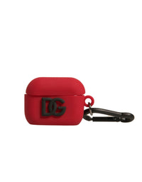 Dolce & Gabbana Dolce & Gabbana Red Silicone Rubber Logo Embossed Airpods  Case