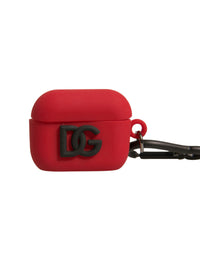 Dolce & Gabbana Dolce & Gabbana Red Silicone Rubber Logo Embossed Airpods  Case
