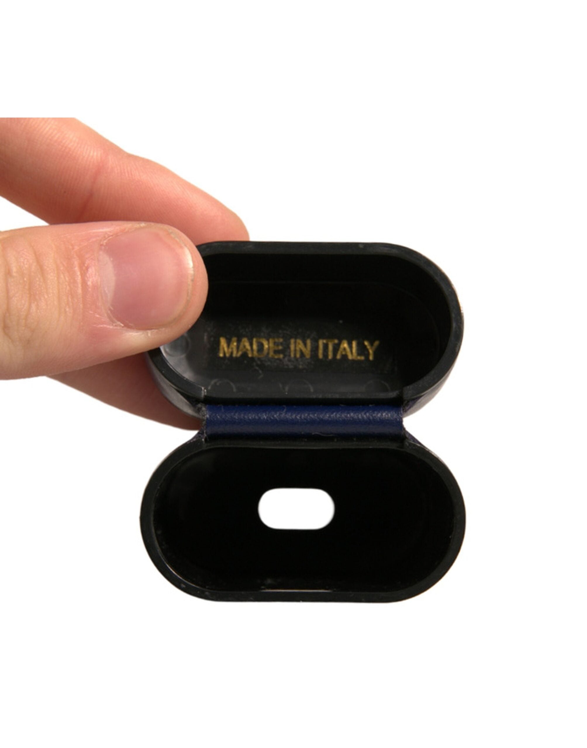Dolce & Gabbana Dolce & Gabbana Blue Leather Logo Print Flip Holder Airpods  Case