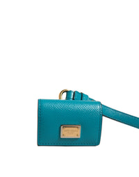 Dolce & Gabbana Dolce & Gabbana Green Logo Plaque Leather Gold Metal Strap Airpods  Case