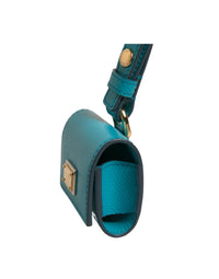 Dolce & Gabbana Dolce & Gabbana Green Logo Plaque Leather Gold Metal Strap Airpods  Case