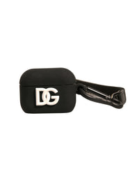 Dolce & Gabbana Dolce & Gabbana Black Silicone Rubber Logo Embossed Airpods  Case