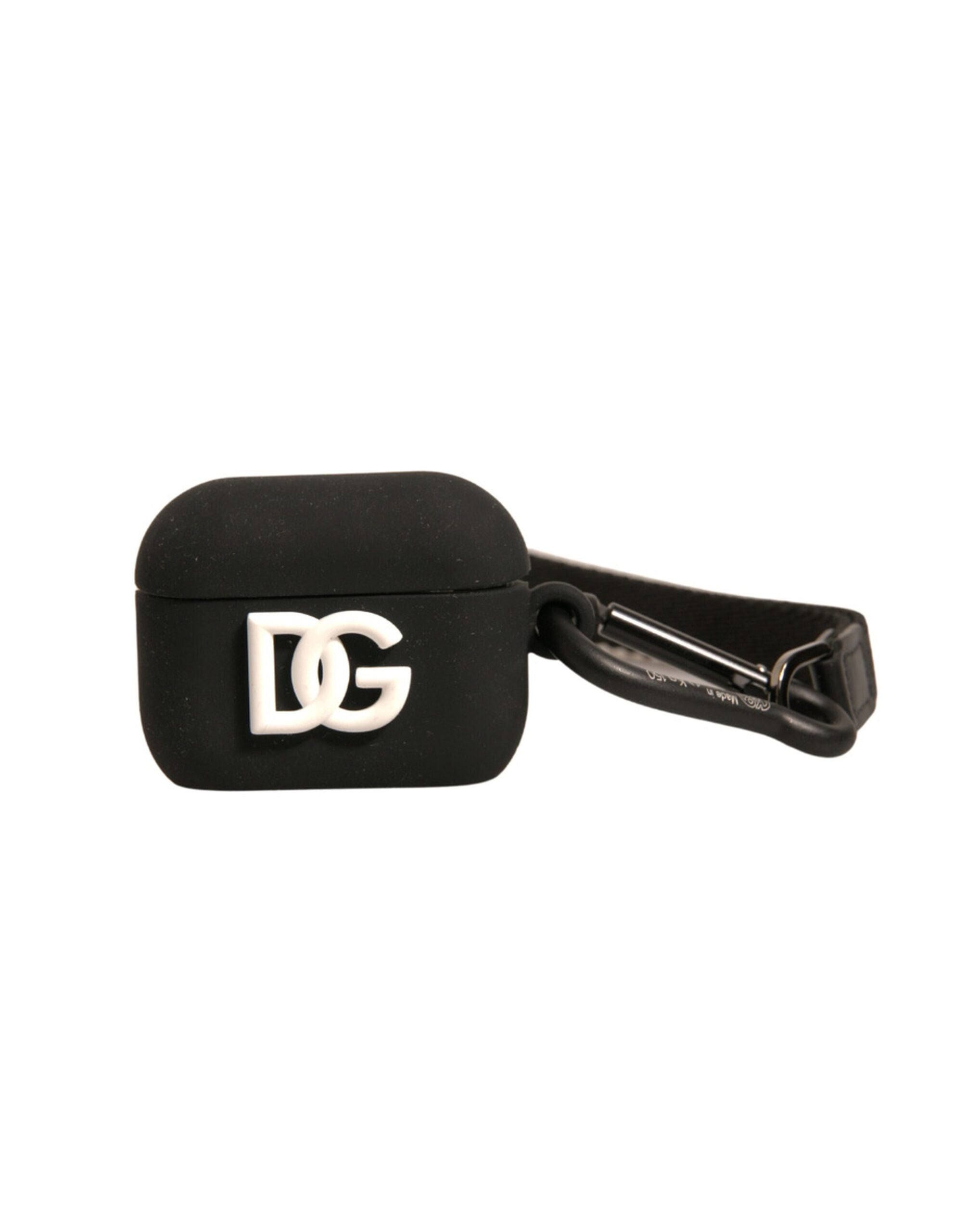 Dolce & Gabbana Dolce & Gabbana Black Silicone Rubber Logo Embossed Airpods  Case