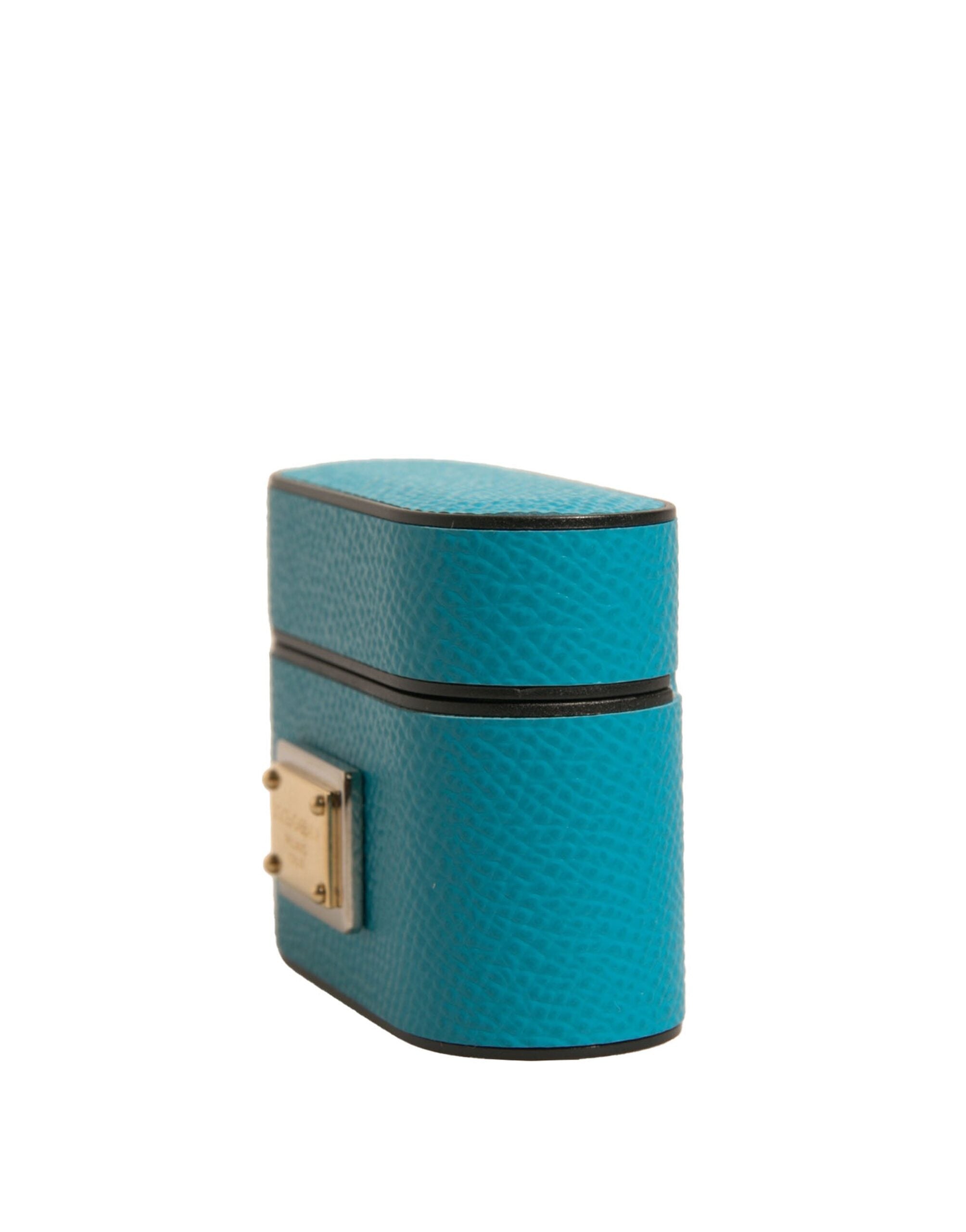 Dolce & Gabbana Dolce & Gabbana Green Leather Metal Logo Plaque Holder Airpods  Case