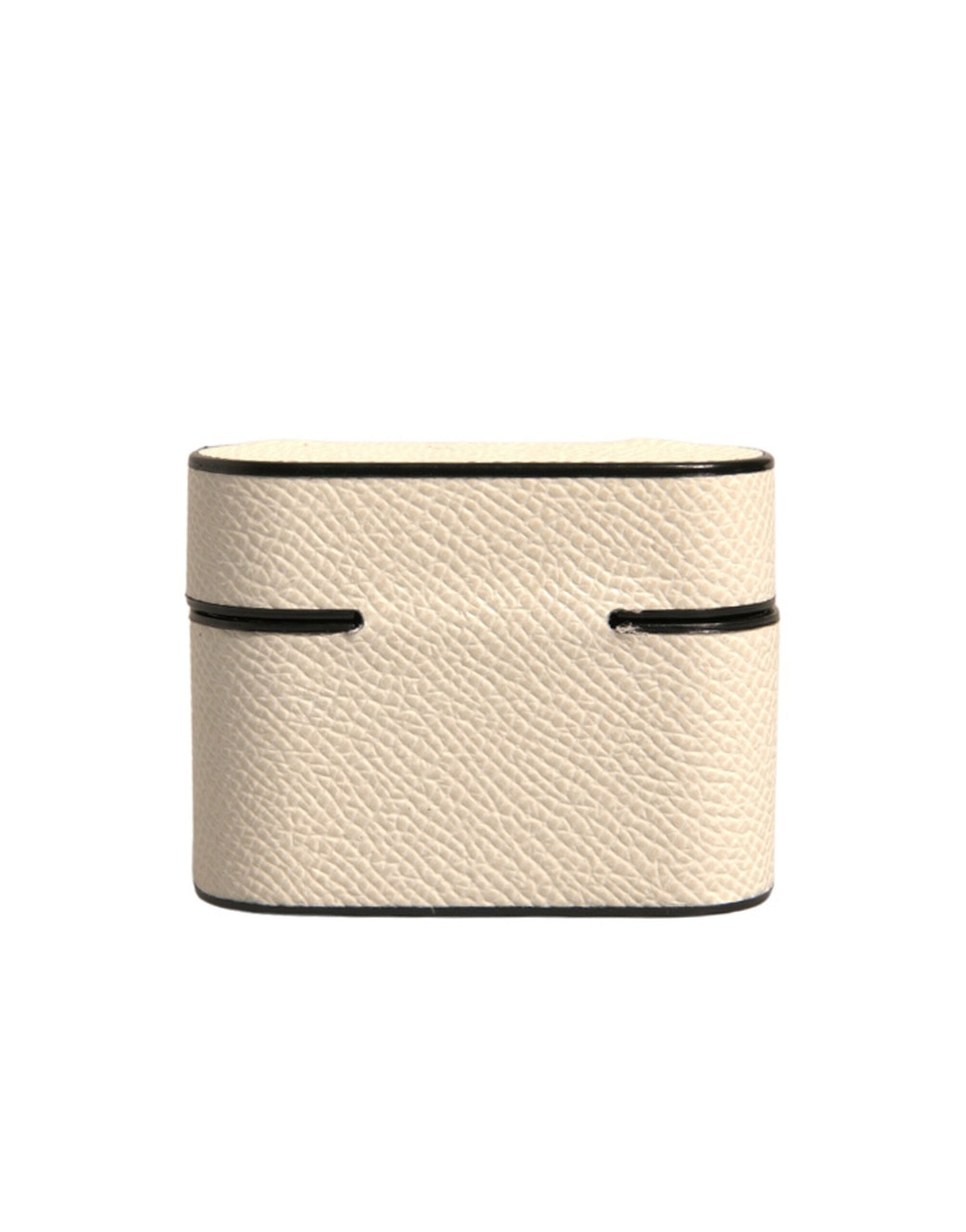 Dolce & Gabbana Dolce & Gabbana White Leather Metal Logo Plaque Holder Airpods  Case