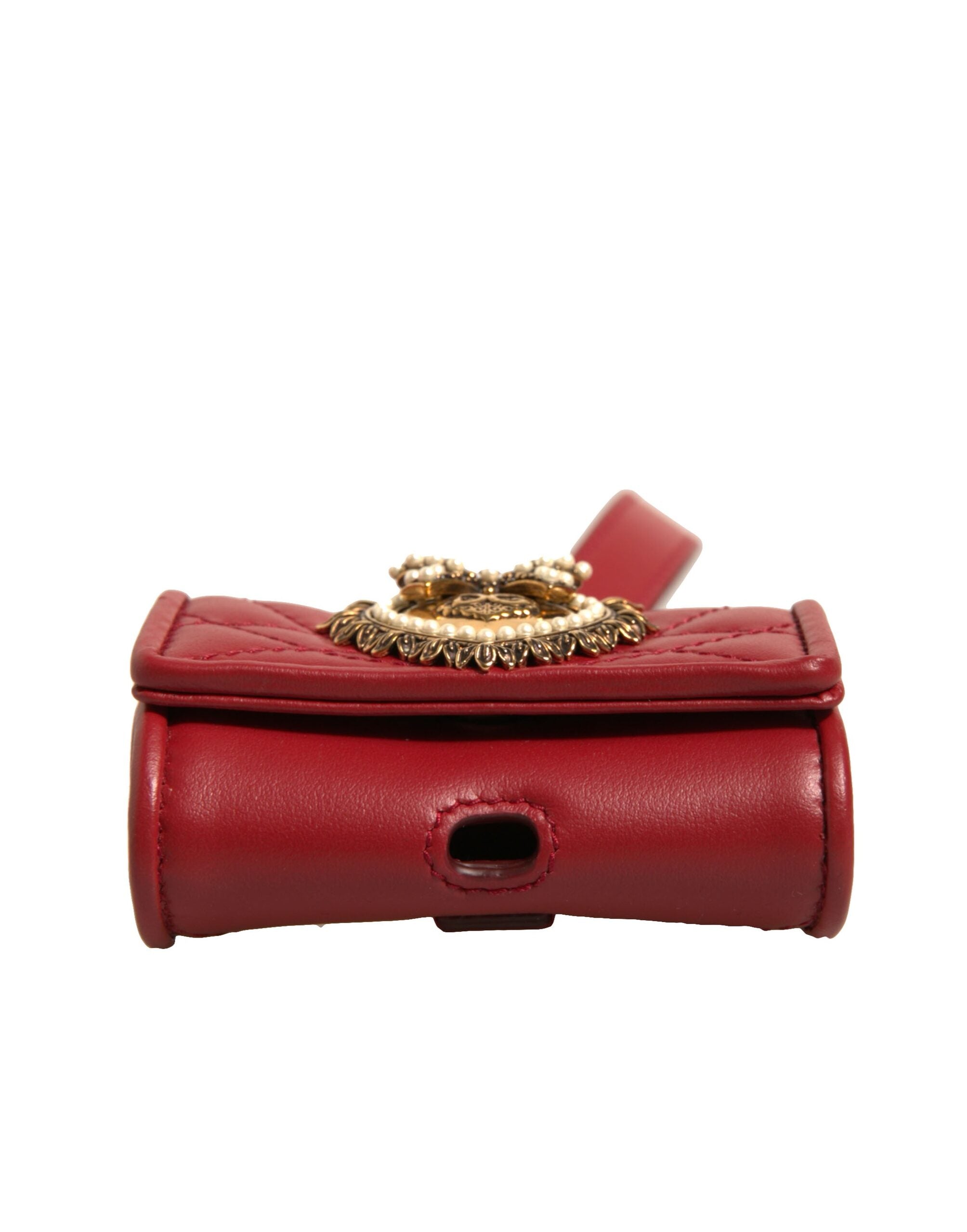 Dolce & Gabbana Dolce & Gabbana Black Leather Devotion Heart Strap Airpod Women's Case