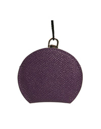 Dolce & Gabbana Dolce & Gabbana Purple Calfskin Leather Round Logo Hand Mirror Women's Holder