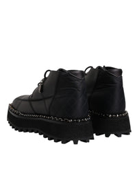 Dolce & Gabbana Black Leather Lace Up Ankle Boots Men's Shoes