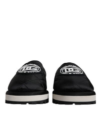 Dolce & Gabbana Dolce & Gabbana Black Nylon Quilted Logo Patch Sandals Slides Men's Shoes