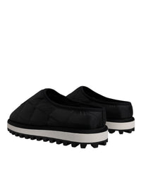 Dolce & Gabbana Dolce & Gabbana Black Nylon Quilted Logo Patch Sandals Slides Men's Shoes