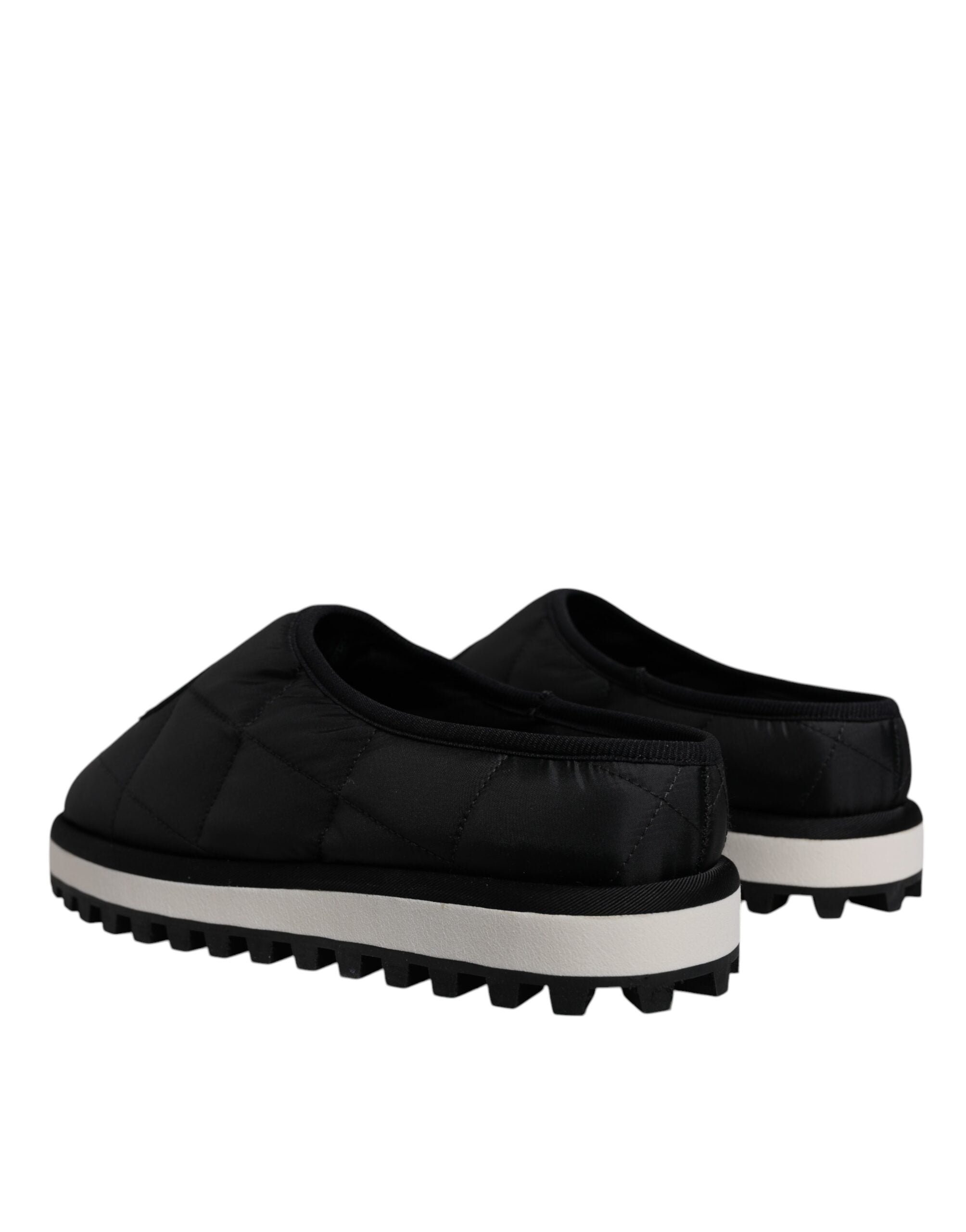 Dolce & Gabbana Dolce & Gabbana Black Nylon Quilted Logo Patch Sandals Slides Men's Shoes