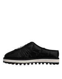Dolce & Gabbana Dolce & Gabbana Black Nylon Quilted Logo Patch Sandals Slides Men's Shoes