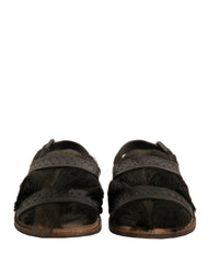 Dolce & Gabbana Green Gazelle Hair Leather Flats Sandals Men's Shoes