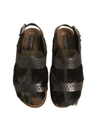 Dolce & Gabbana Green Gazelle Hair Leather Flats Sandals Men's Shoes