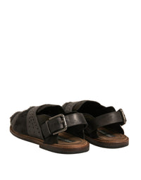Dolce & Gabbana Green Gazelle Hair Leather Flats Sandals Men's Shoes