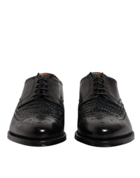 Dolce & Gabbana Dolce & Gabbana Black Leather Derby Wingtip Lace Up Formal Dress Men's Shoes