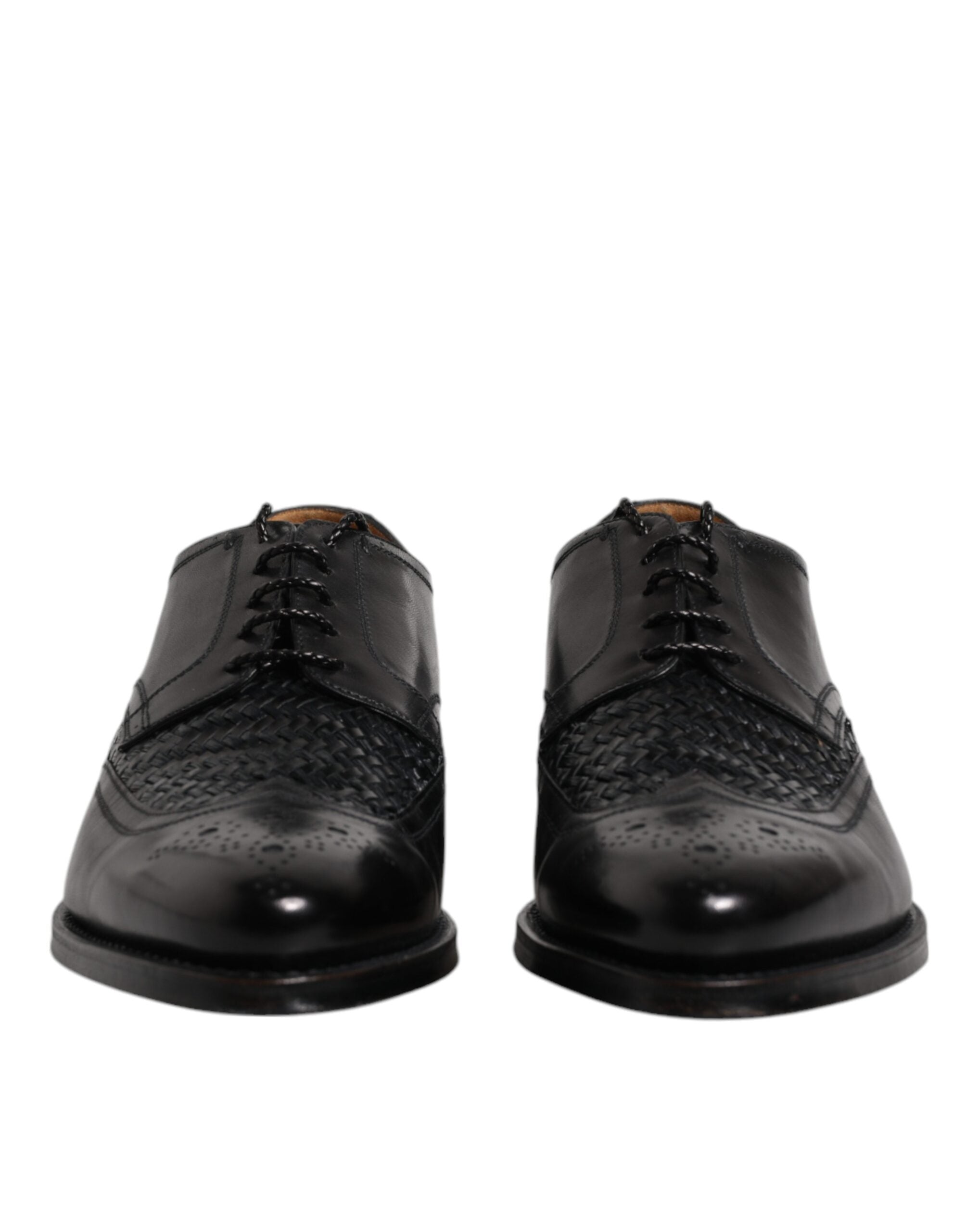 Dolce & Gabbana Dolce & Gabbana Black Leather Derby Wingtip Lace Up Formal Dress Men's Shoes