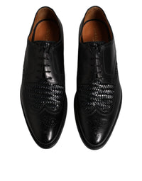 Dolce & Gabbana Dolce & Gabbana Black Leather Derby Wingtip Lace Up Formal Dress Men's Shoes