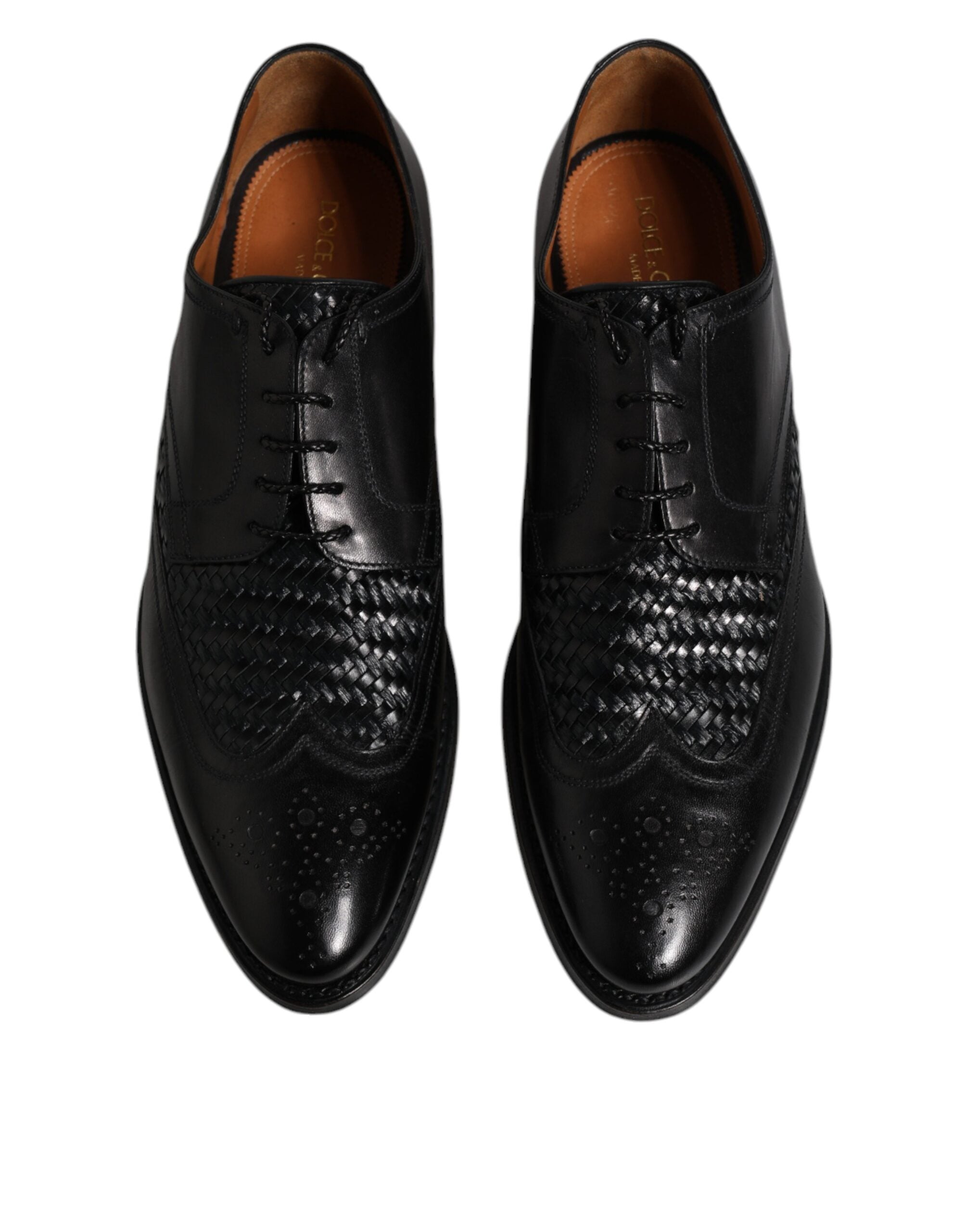 Dolce & Gabbana Dolce & Gabbana Black Leather Derby Wingtip Lace Up Formal Dress Men's Shoes