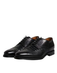 Dolce & Gabbana Dolce & Gabbana Black Leather Derby Wingtip Lace Up Formal Dress Men's Shoes