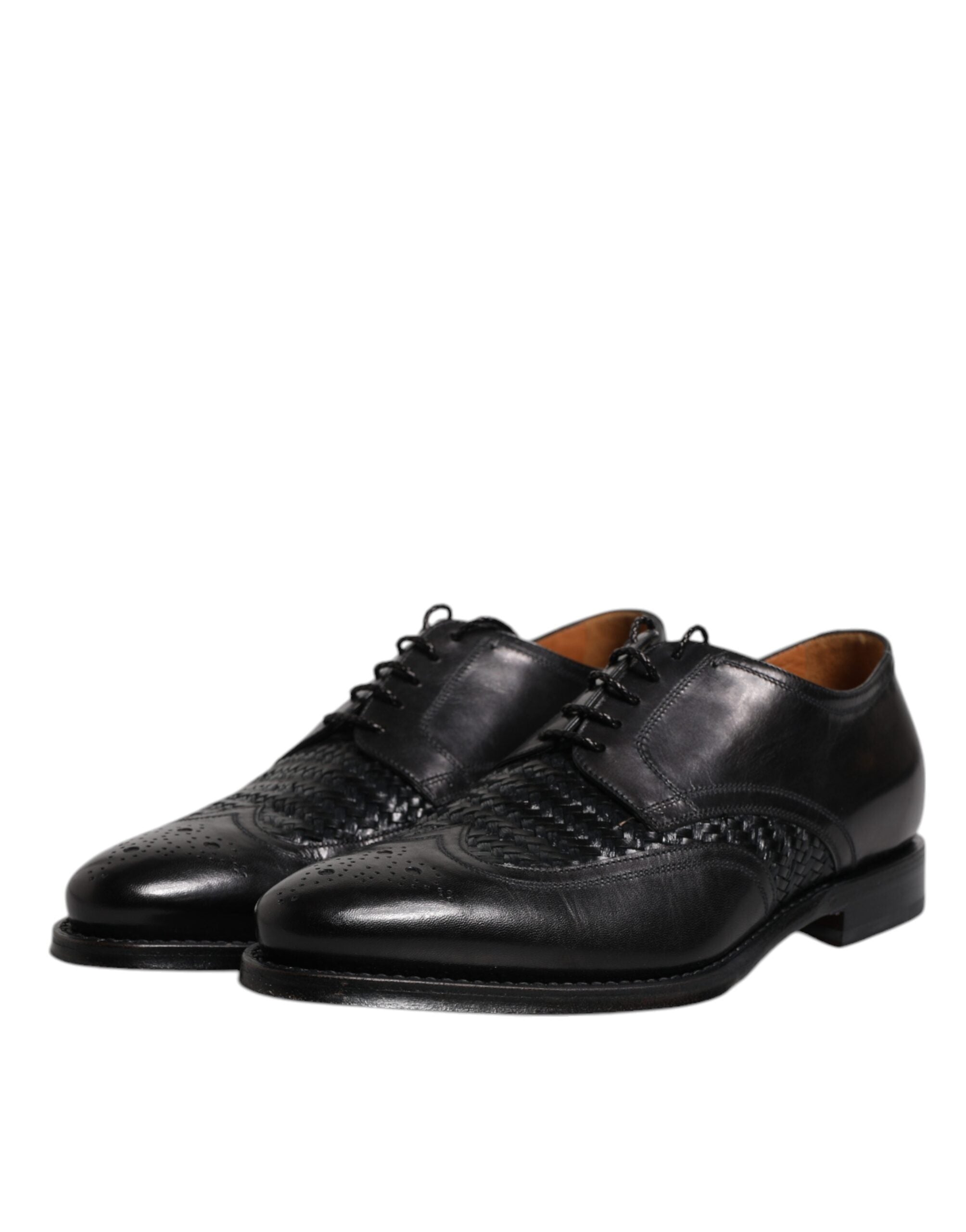 Dolce & Gabbana Dolce & Gabbana Black Leather Derby Wingtip Lace Up Formal Dress Men's Shoes
