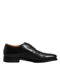 Dolce & Gabbana Dolce & Gabbana Black Leather Derby Wingtip Lace Up Formal Dress Men's Shoes