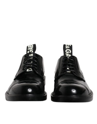 Dolce & Gabbana Dolce & Gabbana Black Patent Leather Derby Lace Up Formal Dress Men's Shoes