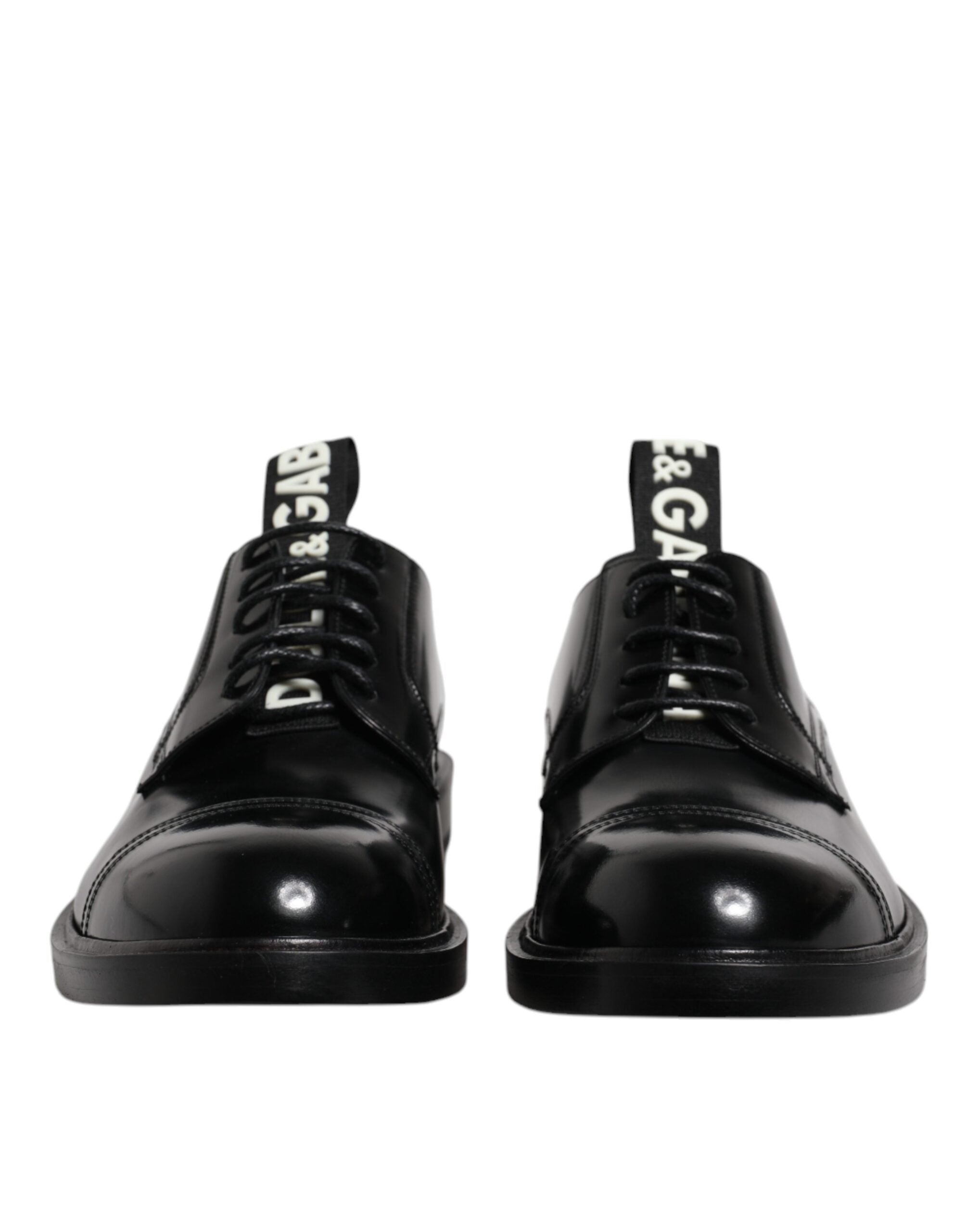 Dolce & Gabbana Dolce & Gabbana Black Patent Leather Derby Lace Up Formal Dress Men's Shoes
