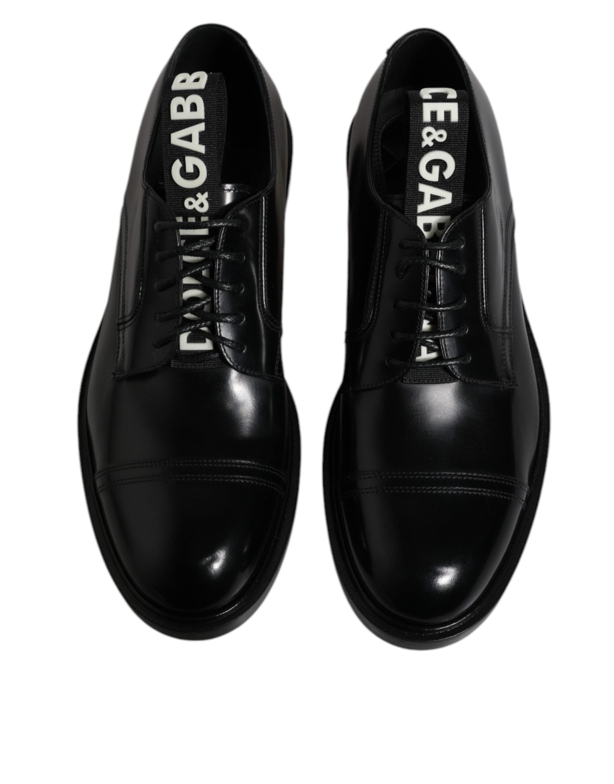 Dolce & Gabbana Dolce & Gabbana Black Patent Leather Derby Lace Up Formal Dress Men's Shoes