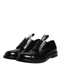 Dolce & Gabbana Dolce & Gabbana Black Patent Leather Derby Lace Up Formal Dress Men's Shoes