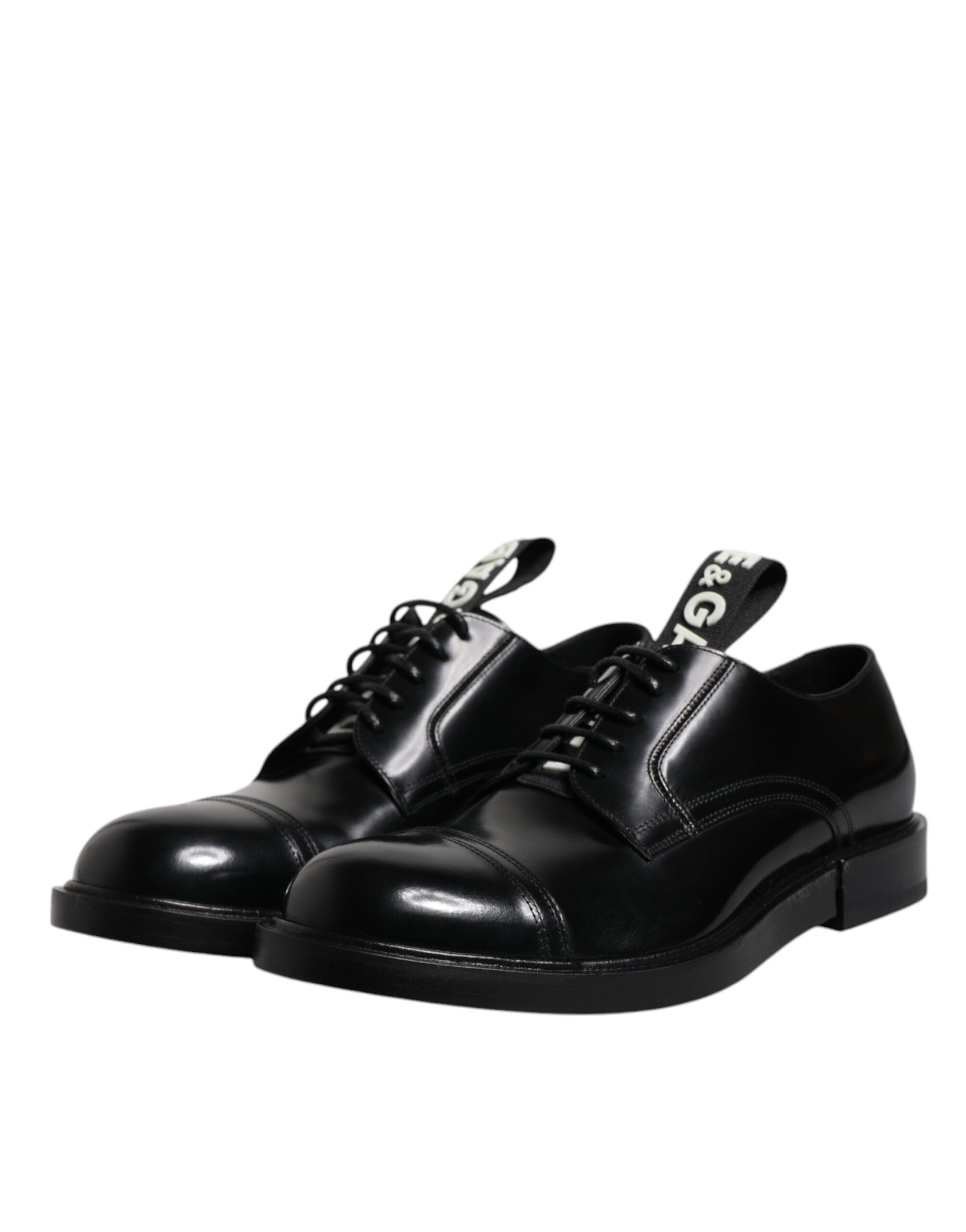 Dolce & Gabbana Dolce & Gabbana Black Patent Leather Derby Lace Up Formal Dress Men's Shoes