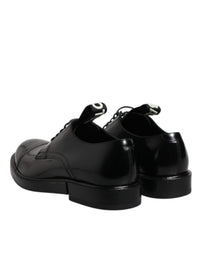 Dolce & Gabbana Dolce & Gabbana Black Patent Leather Derby Lace Up Formal Dress Men's Shoes