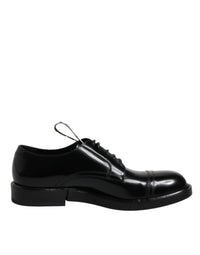 Dolce & Gabbana Dolce & Gabbana Black Patent Leather Derby Lace Up Formal Dress Men's Shoes